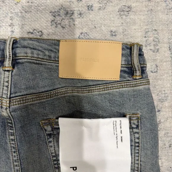 Purple Brand Jeans P001 Light Blue Vintage Skinny Distressed P001-LBVR524 Sz 32 - Picture 10 of 10